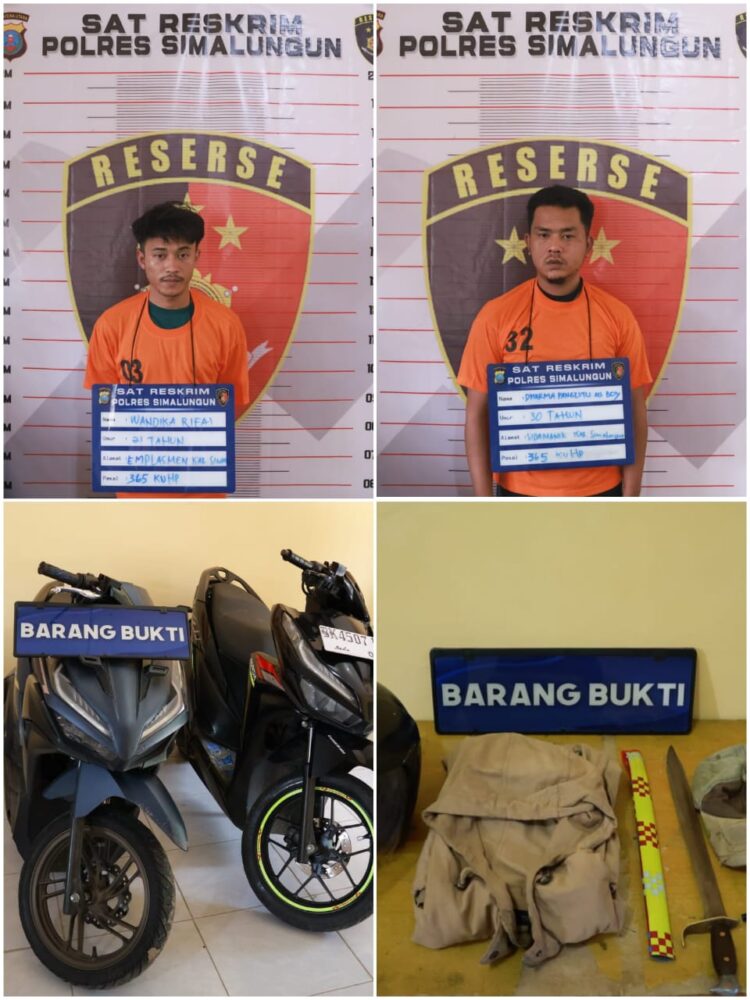 Foto kedua pelaku dan barang bukti yang diamankan Polisi.