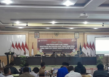Suasana Rapat Pleno Terbuka Rekapitulasi dan Penetapan Hasil Penghitungan Suara Pemilu Tahun 2024 Tingkat Kabupaten Pakpak Bharat, Rabu (29/2/2024).