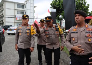 Wakapolda Sumut, Brigen Pol Ronny Samtana, tinjau Venue Tinju PON XXI, di Aula Universitas HKBP Nommensen Kota Pematangsiantar, pada Sabtu (14/9/2024), pukul 14.00 WIB.