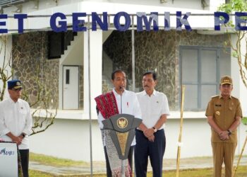 Presiden RI, Joko Widodo, resmikan Pusat Riset Genomik Pertanian yang berada di Taman Sains Teknologi Herbal dan Hortikultura (TSTH2) Kecamatan Pollung, Kabupaten Humbang Hasundutan (Humbahas), Sumut, Rabu (16/10/2024).