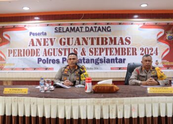 Kapolres Pematangsiantar, AKBP Yogen Heroes Baruno, SH, SIK, pimpin pelaksanaan Anev GKTM periode bulan Agustus dan September Tahun 2024, di Aula Polres Pematangsiantar, pada Rabu (9/10/2024) pagi, pukul : 09.00 WIB.