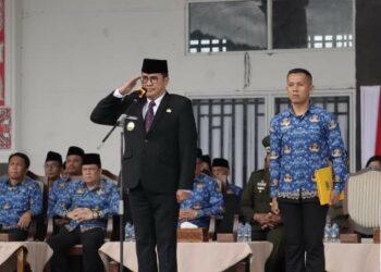 Pjs. Bupati Pakpak Bharat, Dr. Naslindo Sirait memimpin upacara peringatan Hari Pahlawan tahun 2024, Minggu (10/11/2024).