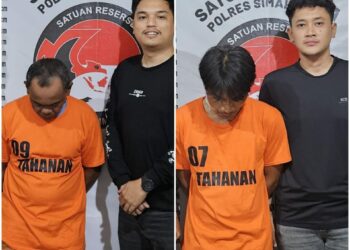 Foto kedua pelaku dan barang bukti yang diamankan Polisi.