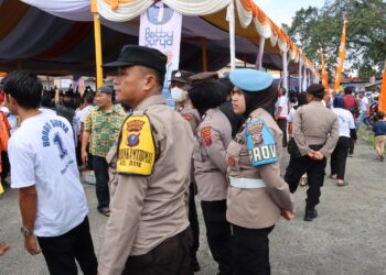 Satgas Ops Mantap Praja (OMP) Tahun 2024 melaksanakan pengamanan peresmian Center Bobby Lovers oleh Calon Gubernur, Muhammad Bobby Afif Nasution, SE, MM.