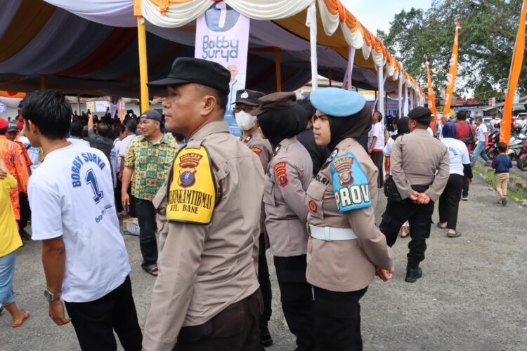 Satgas Ops Mantap Praja (OMP) Tahun 2024 melaksanakan pengamanan peresmian Center Bobby Lovers oleh Calon Gubernur, Muhammad Bobby Afif Nasution, SE, MM.