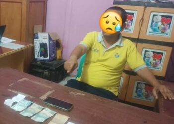 Foto pelaku dan barang bukti yang diamankan Polsek Perdagangan.