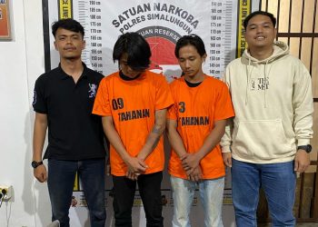 Foto kedua tersangka dan barang bukti yang dimankan Polres Simalungun.