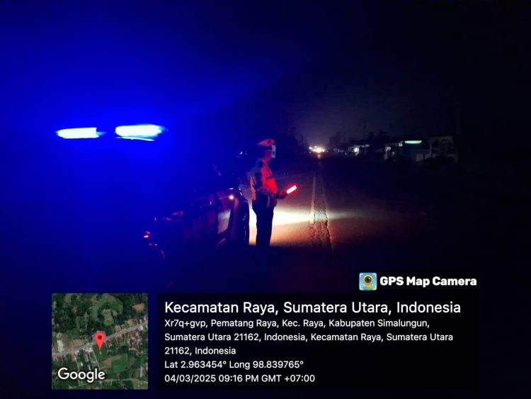 Sat Lantas Polres Simalungun gencar melakukan Blue Light Patrol (BLP), pada malam hari.