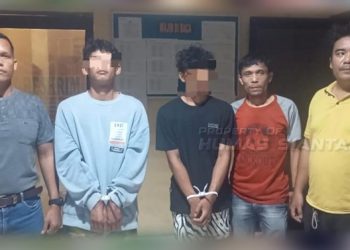 Foto kedua pelaku yang diamankan Polsek Siantar Martoba.
