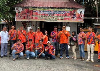 Pengurus DPC PP 59 Kota Siantar foto bersama disela kegiatan.