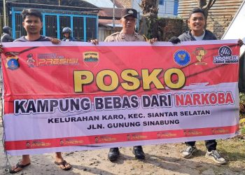 Polsek Siantar Selatan  melaksanakan sambang, di Posko Kampung Bersih dari Narkoba (KBN), Jalan Gunung Sinabung Pematangsiantar, pada Minggu (13/7/2025) siang.