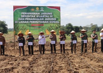 Polres Pematangsiantar melaksanakan penanaman jagung serentak kuartal III, di Lapangan GKPS, Jl. Pendeta J. Wismar Saragih No.6a Pematangsiantar, pada Rabu (9/7/2025) siang.