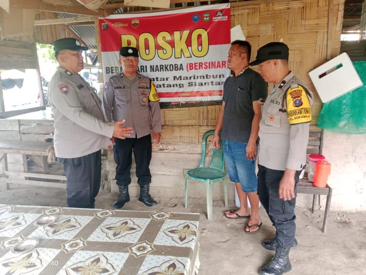 Polsek Siantar Marihat melaksanakan patroli di Posko Bebas Dari Narkoba (Bersinar), di Jalan Bahkora II Pematangsiantar, pada Rabu (9/7/2025) pagi.