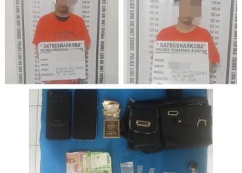 Foto kedua pelaku dan barang bukti yang diamankan Polisi.