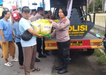 Polsek Siantar Utara menggelar Gerakan Pangan Murah (GPM), di wilayah hukum Polsek Siantar Utara, pada Kamis (18/9/2025) pagi.