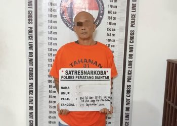 Foto tersangka dan barang bukti yang diamankan Satuan Reserse Narkoba Polres Pematangsiantar.