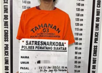 Foto pelaku dan barang bukti yang diamankan Satuan Reserse Narkoba Polres Pematangsiantar.