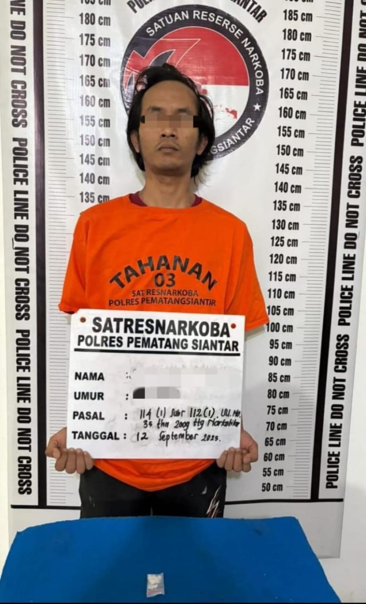 Foto pelaku dan barang bukti yang diamankan Satuan Reserse Narkoba Polres Pematangsiantar.