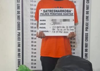 Foto pelaku dan barang bukti yang diamankan Satuan Reserse Narkoba Polres Pematangsiantar.