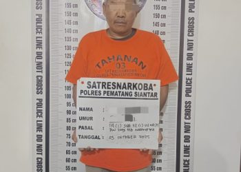 Foto tersangka dan barang bukti yang diamankan Polres Pematangsiantar.