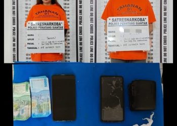 Foto kedua pelaku dan barang bukti yang diamankan Satuan Reserse Narkoba Polres Pematangsianțar.