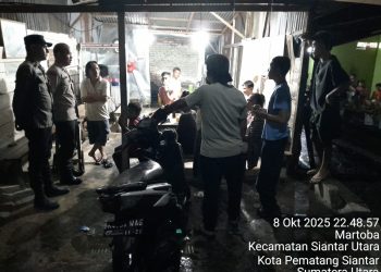 Polsek Siantar Utara gerak cepat melakukan pengecekan, di Jalan Siak, pada Rabu (8/10/2025) malam.