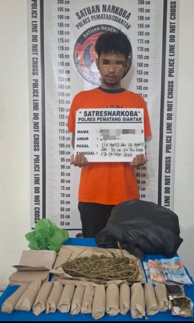 Foto pelaku dan barang bukti yang diamankan Satuan Reserse Narkoba Polres Pematangsiantar.