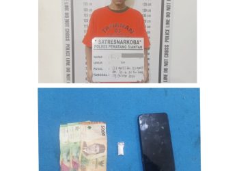 Foto pelaku dan barang bukti yang diamankan Satuan Reserse Narkoba Polres Pematangsianțar.
