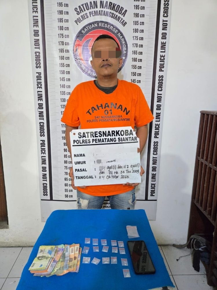 Foto pelaku dan barang bukti yang diamankan Satuan Reserse Narkoba Polres Pematangsiantar.
