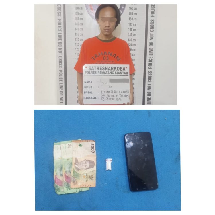 Foto pelaku dan barang bukti yang diamankan Satuan Reserse Narkoba Polres Pematangsianțar.
