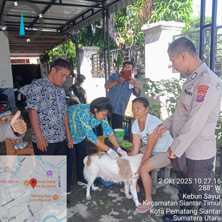 Polsek Siantar Timur melaksanakan pendampingan vaksin rabies hewan peliharaan milik warga binaan, di Jalan Sawi, pada  Kamis (2/10/2024) pagi.