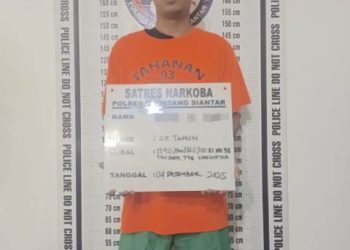 Foto tersangka dan barang bukti yang diamankan Polres Pematangsiantar.