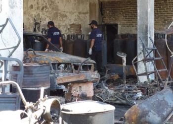 Tim Labfor Polda Sumut Cari Tahu Penyebab Kebakaran Gudang Gas di Siantar