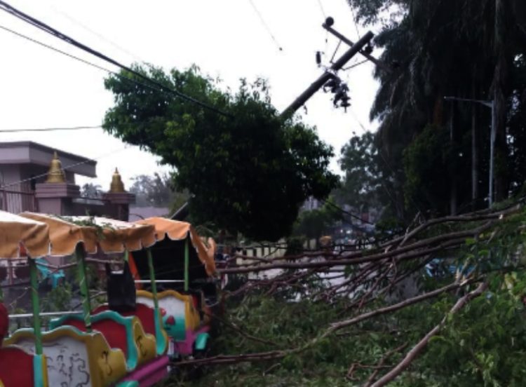 Petir Menggelegar di Siantar, Pohon Tumbang, Trafo PLN Meledak