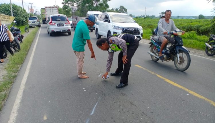 Tabrak Pemotor Hingga Meninggal, Bus Raja Napogos Trans Terguling di Simalungun