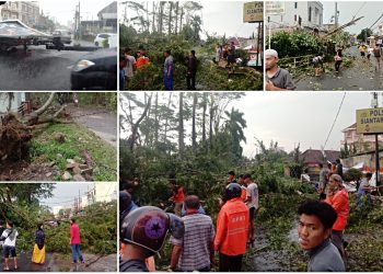 Dihajar Puting Beliung, Puluhan Pohon dan Bilboard Porak Poranda di Siantar