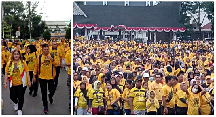 Gelar Jalan Sehat, Ribuan Kader Golkar Kuningkan Siantar