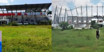 Kondisi stadion setelah dipreteli dan sebelum dipreteli serta kedua maling