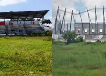 Kondisi stadion sebelum didikat maling dan sesudah disikat maling