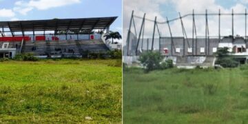 Kondisi stadion sebelum didikat maling dan sesudah disikat maling
