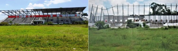 Kondisi stadion sebelum didikat maling dan sesudah disikat maling
