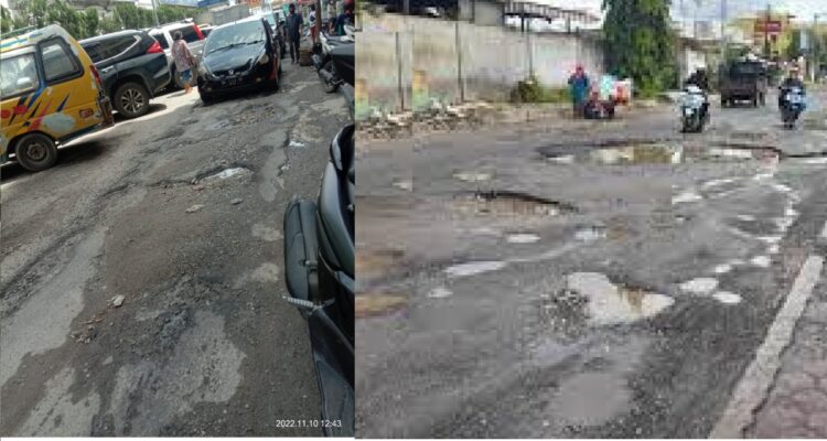 Jalan Surabaya dan  Jalan Ade Irma yang rusak parah