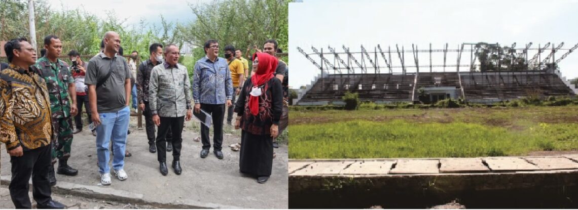 Gubsu dan pejabat Pemprvsu bersama Wali Kota meninjau stadion
Foto: IST