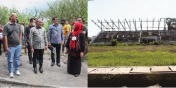 Gubsu dan pejabat Pemprvsu bersama Wali Kota meninjau stadion
Foto: IST