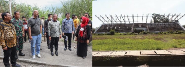 Gubsu dan pejabat Pemprvsu bersama Wali Kota meninjau stadion
Foto: IST