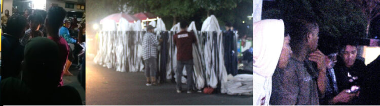 Para pedagang yang meminta uangnya dikembalikan panitia
Tenda-tenda sudah digulung karena Imlek Fair dibubarkan
Foto: IN