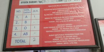 Papan tulis PMI menyatakan stock darah PMI minim

Foto: IST