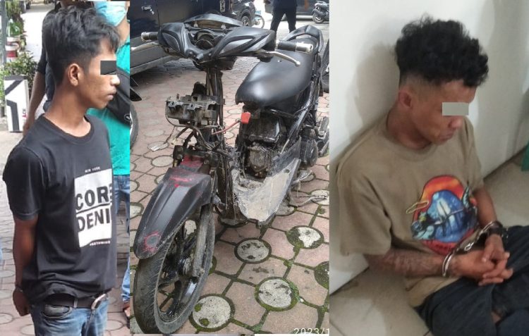 Kedua pelaku dan sepeda motor hasil curian
Foto: IST