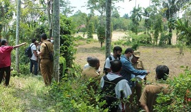 Pengukuran batas wilayah di kecamatan Siantar Martoba beberapa waktu lalu