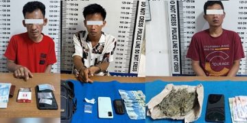 Ketiga pelaku dan barang bukti